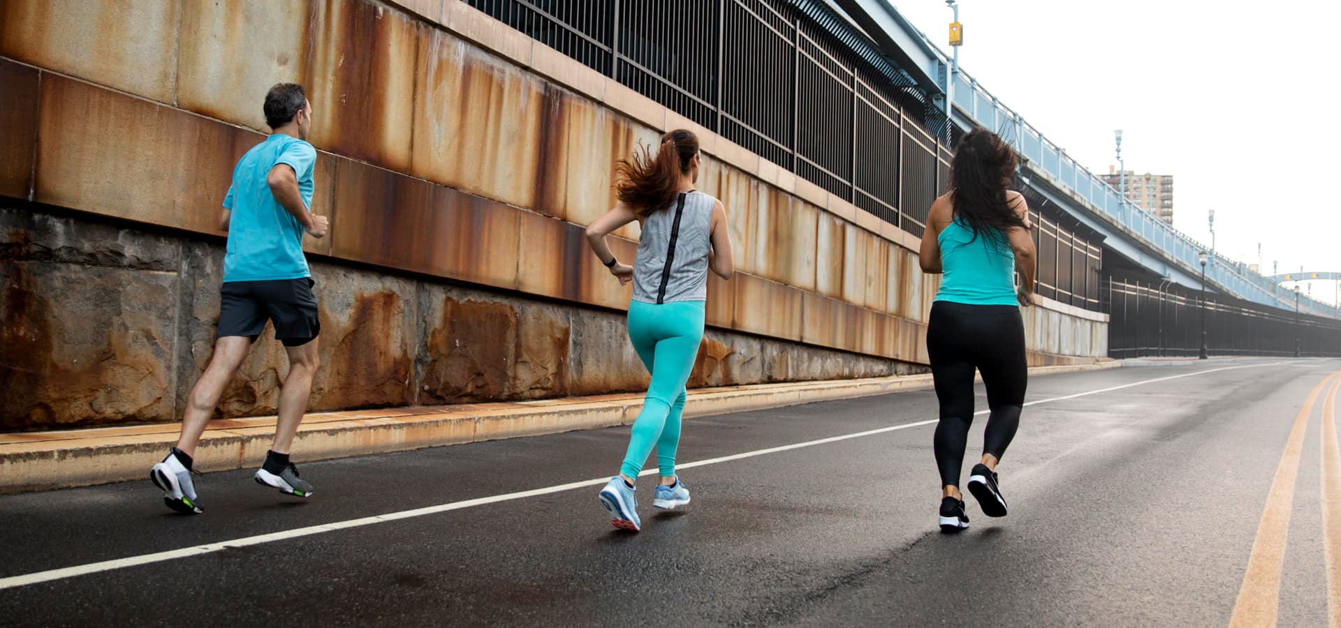 Athlete running up stairs