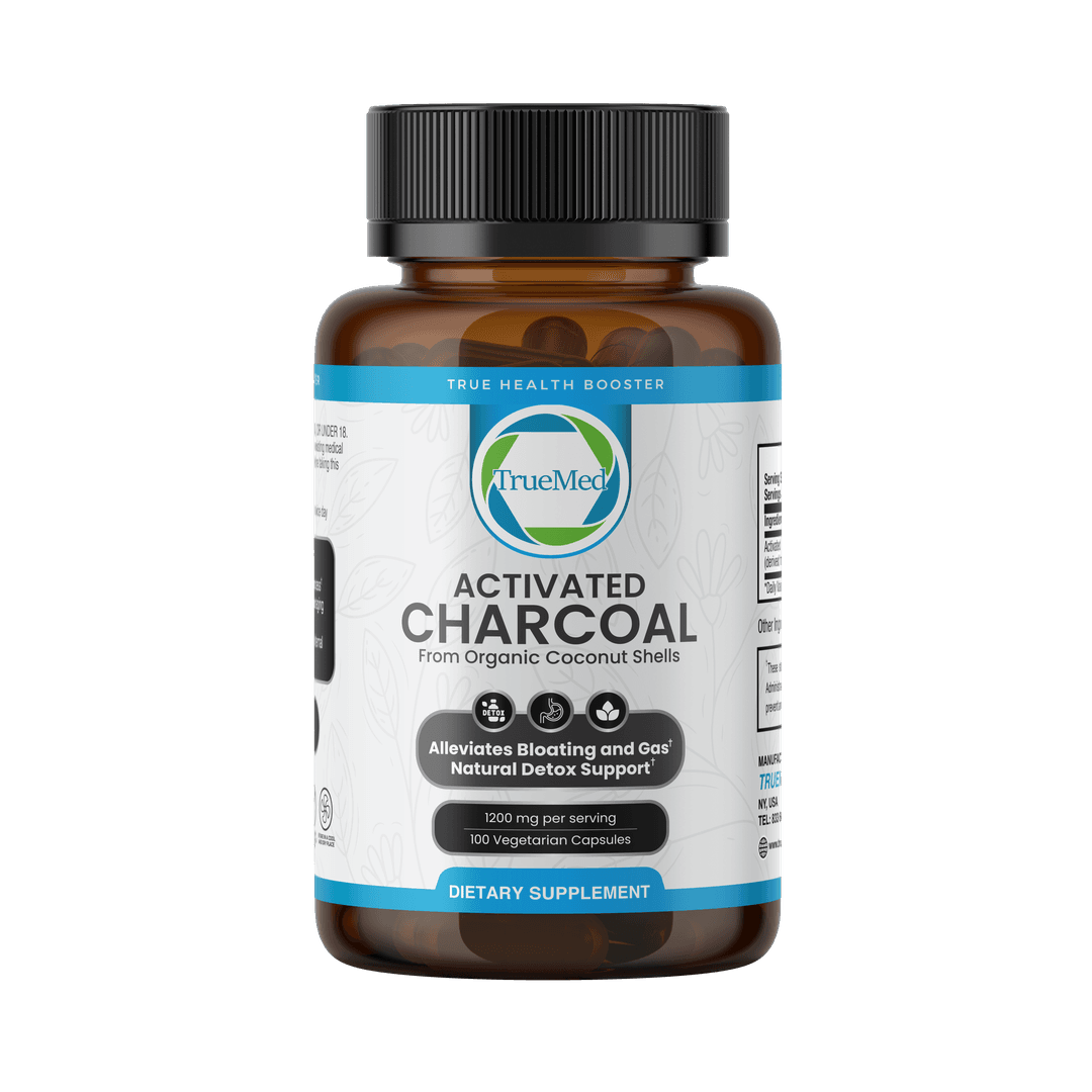 TrueMed Activated Charcoal Capsules – 100 Vegetarian Capsules, 1200 mg Per Serving