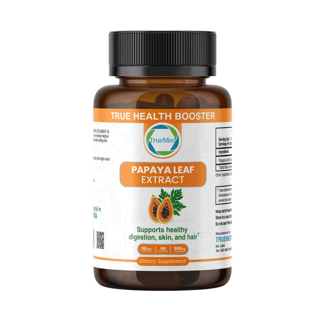 TrueMed Papaya Leaf Extract – 90 Vegetarian Capsules, 500 mg Per Serving