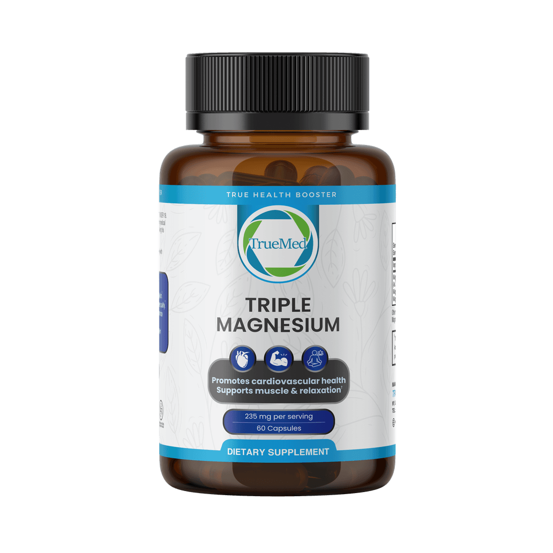 TrueMed Triple Magnesium – 60 Vegetarian Capsules, 235 mg Elemental Magnesium Per Serving