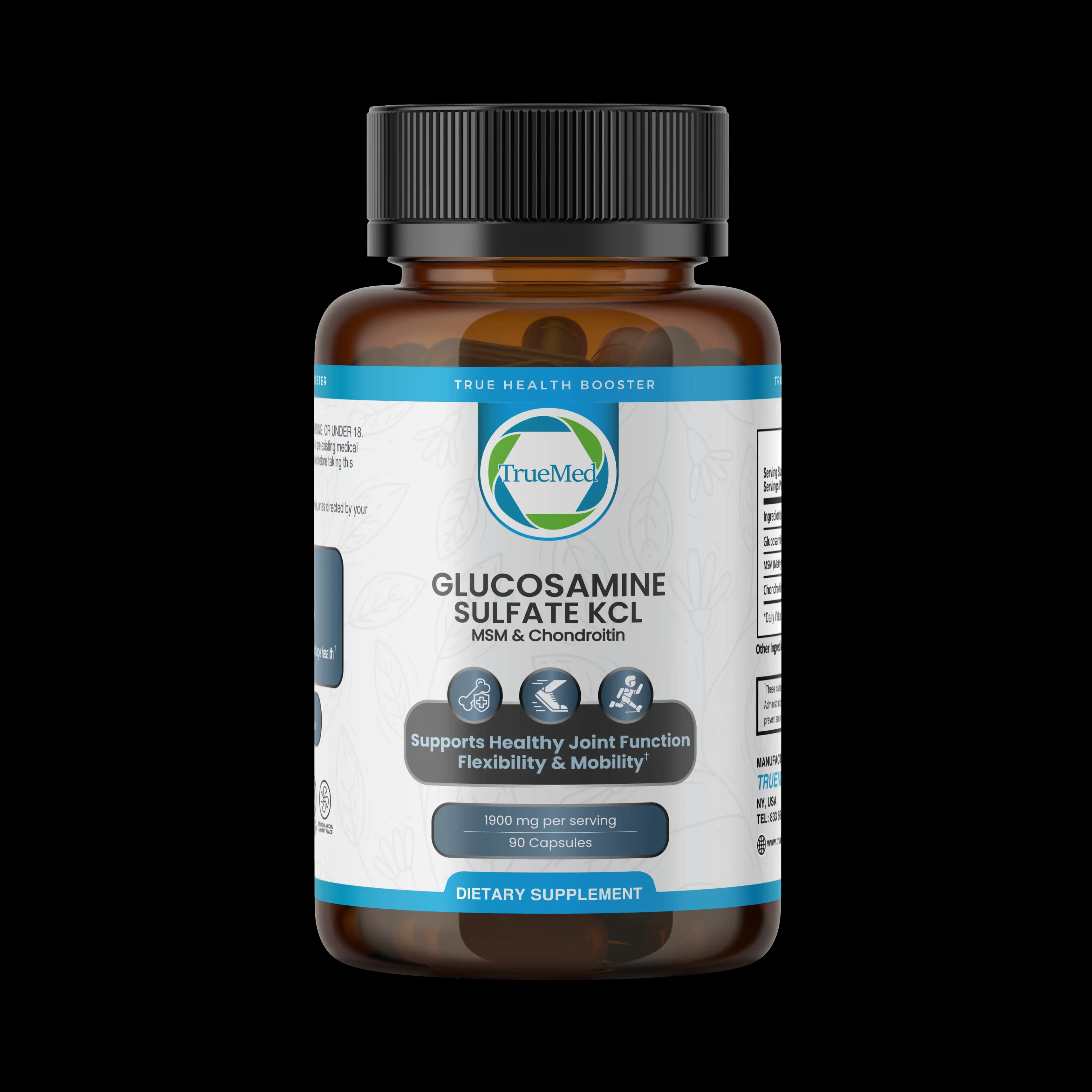 TrueMed Glucosamine Sulfate KCL, MSM & Chondroitin – 90 Capsules, 1900 mg Per Serving
