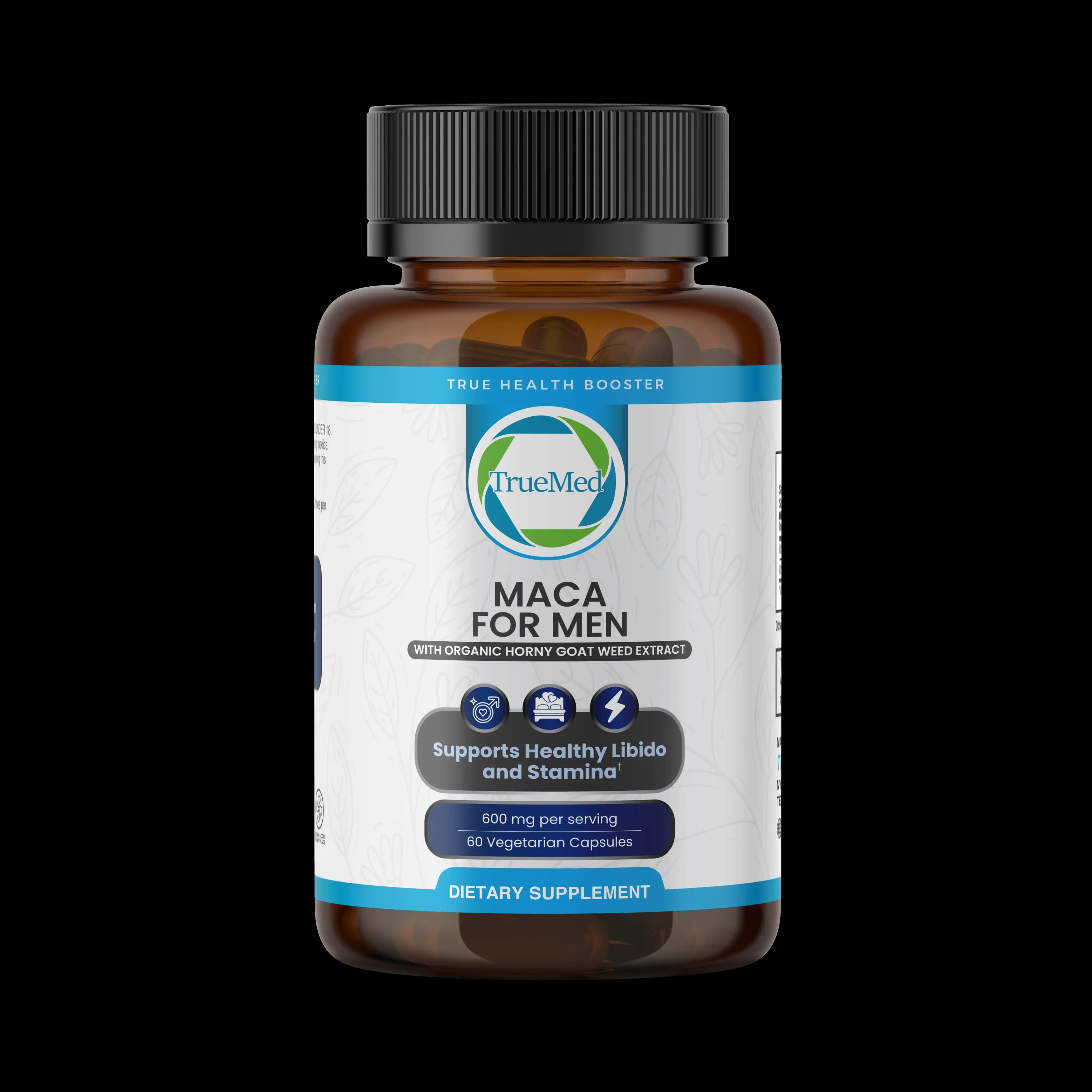 TrueMed Maca for Men (with Organic Horny Goat Weed Extract) – 60 Vegetarian Capsules, 600 mg Per Serving