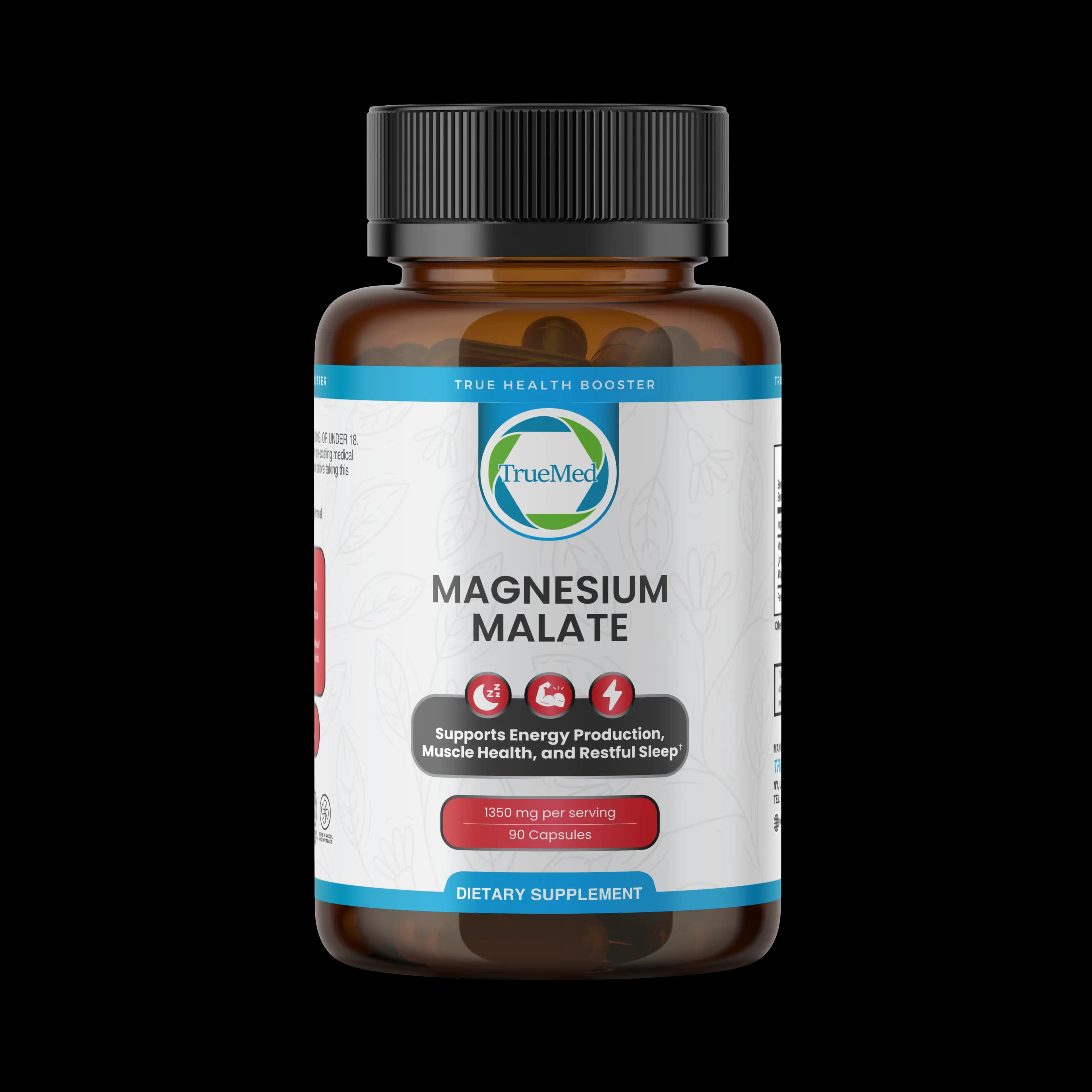 TrueMed Magnesium Malate – 90 Vegetarian Capsules, 1350 mg Per Serving