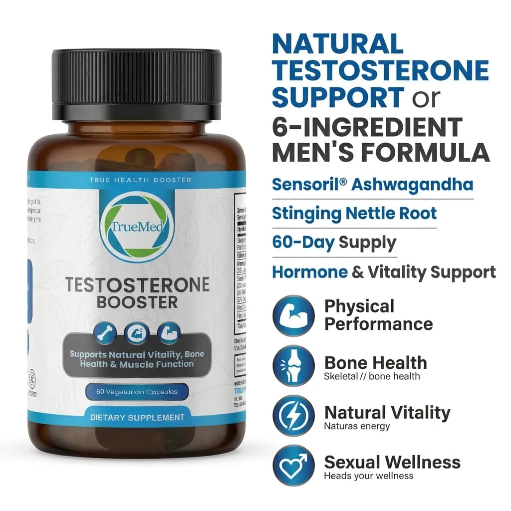 TrueMed Testosterone Booster – 60 Vegetarian Capsules, 60-Day Supply